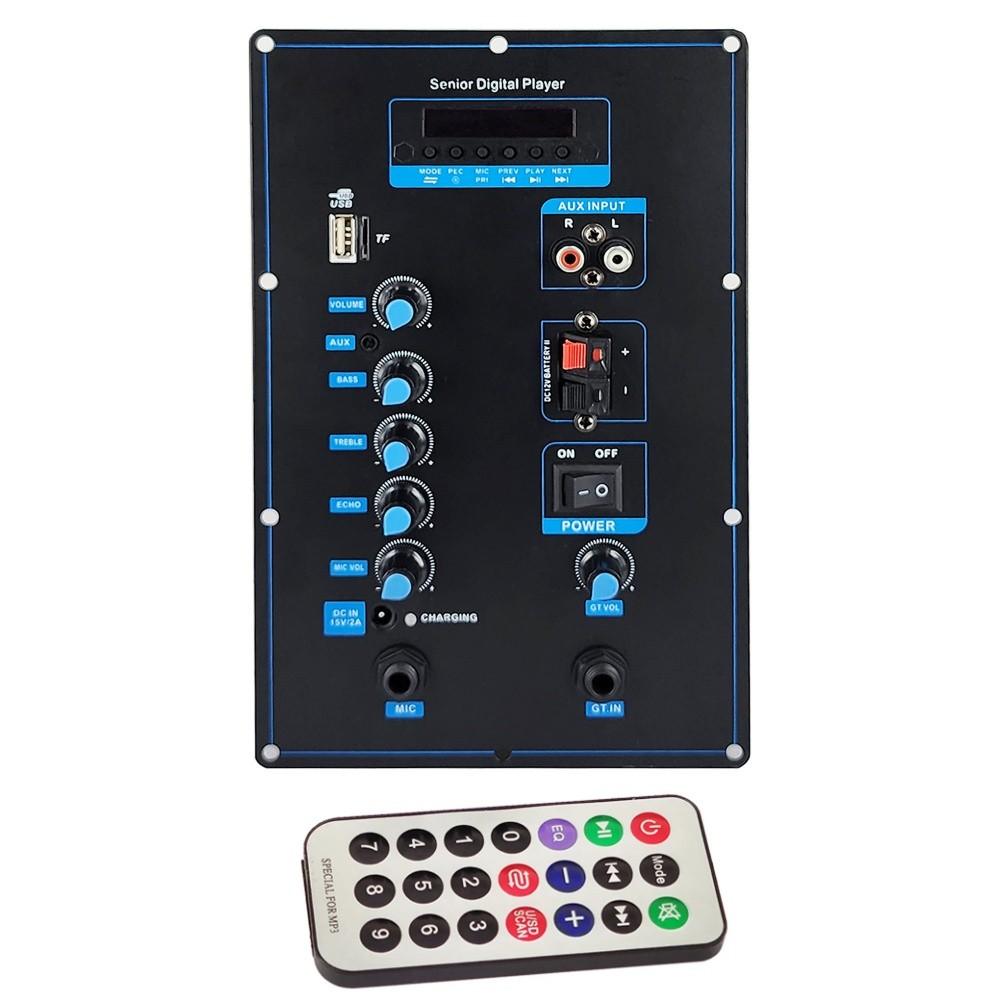 

12 В Цифровая плата усилителя Bluetooth Вход для гитары и микрофона Запись с U-диска Усилители 100 Вт для динамика 8-15 дюймов белый