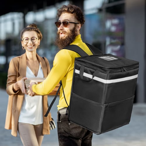 Naokin Uber Eats Delivery Bag, Large Capacity, Insulated, Backpack, Pizza Pouch, Sushi, Uber, with Divider
