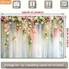 2D Pastel Flower Backdrop with Sheer White Curtain Background Cloth