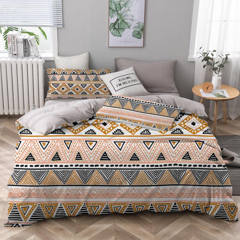 Geometric Bedding Set Bohemian Style Microfiber Abstract Pattern Print Duvet Cover With Pillowcases Teens Adults Bedroom Decor