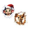 Weihnachts-Wandaufkleber Tierdesign Aufkleber PVC Abnehmbarer 2D-Aufkleber Kreative Gebrochene Wandkunst für Kinder Schlafzimmer Spielzimmer Heimdekoration