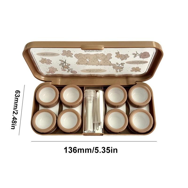 Cute Cartoon Bear Contact Lens Storage Case With Mirror Portable Contact Lens Container Box For Travel Outdoor Organizer Tool