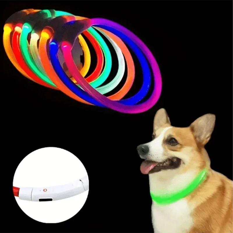 LED Light Dog Collar USB Charging Luminous Anti-Lost Necklace for Large Medium Small Dogs Pet Safety Accessory