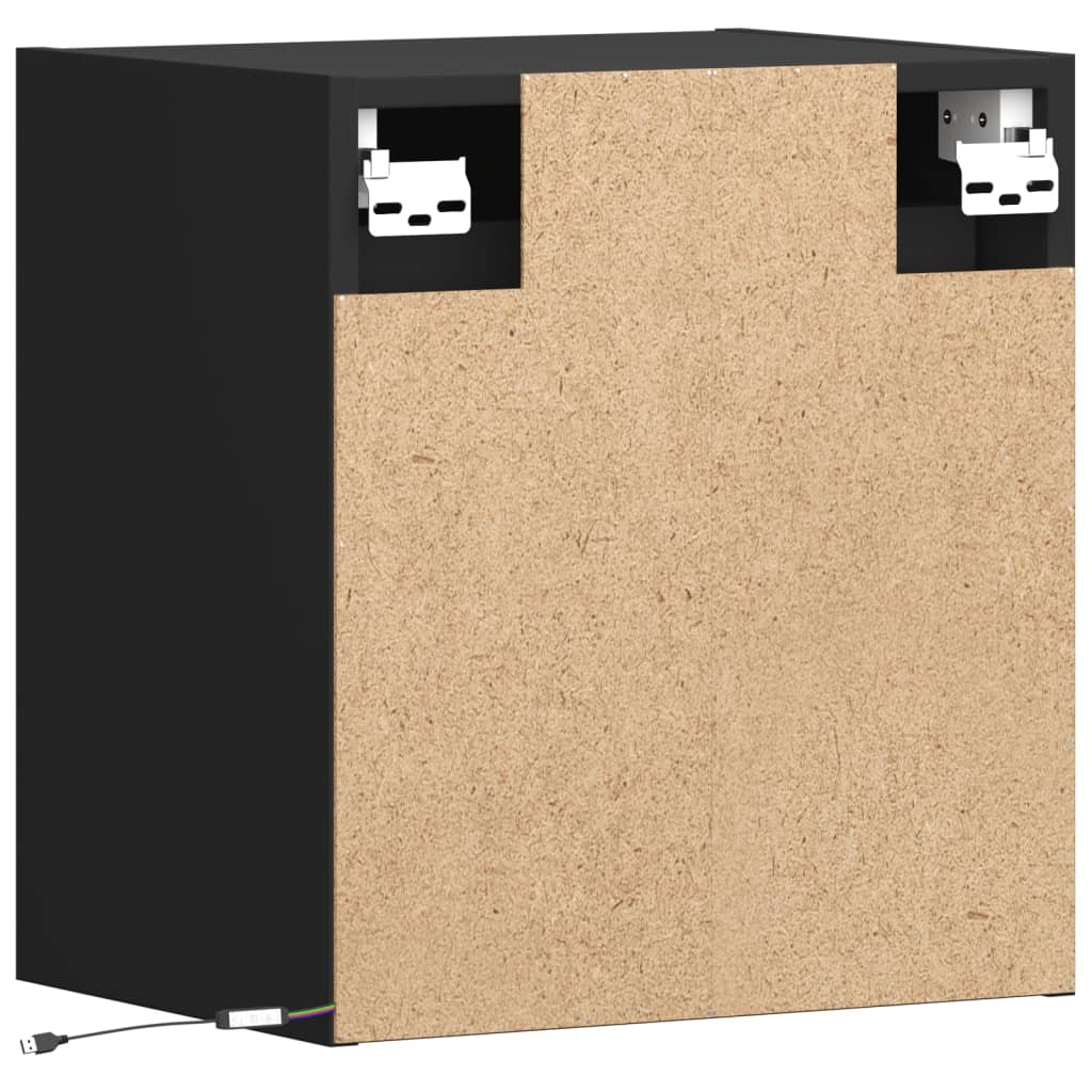 TV Wall Cabinets with LED Lighting 2 Pcs Black 41 X 31 X 45 Cm