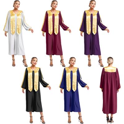 Unisex Matte Choir Robe for Church Adults V-neck Long Sleeve Graduation Gown Judge Costume