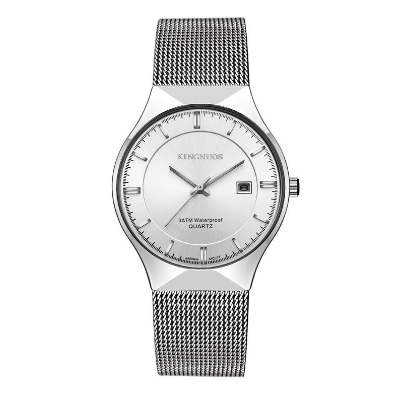 

Top Brand New Ultra-thin Wrist Watch Men s Mesh Band Quartz Watch Calendar Waterproof Simple Men s Watch