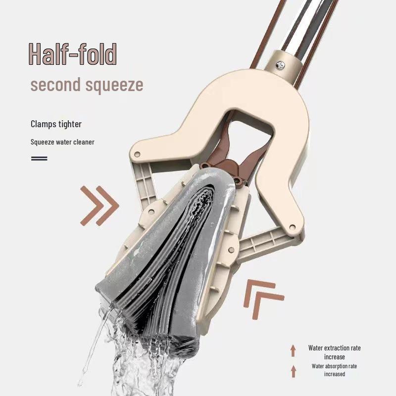 Totole Foldable Absorbent PVA Sponge Mop - Hands-Free, Large Squeeze Design for Easy Cleaning