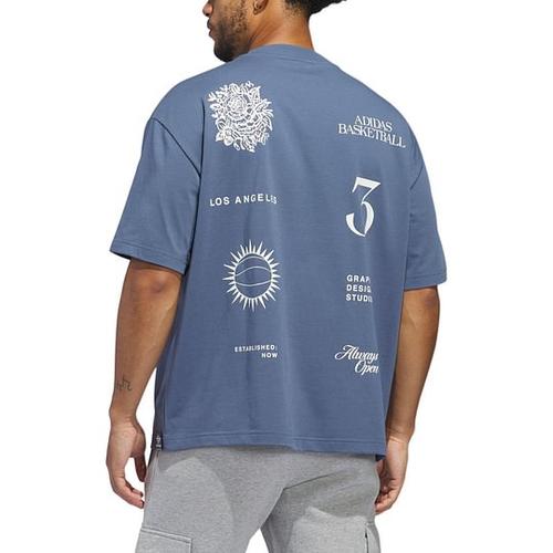 Adidas Originals LA TO THE WORLD GRAPHIC TEE T Shirt Unisex Ink Blue JI6957