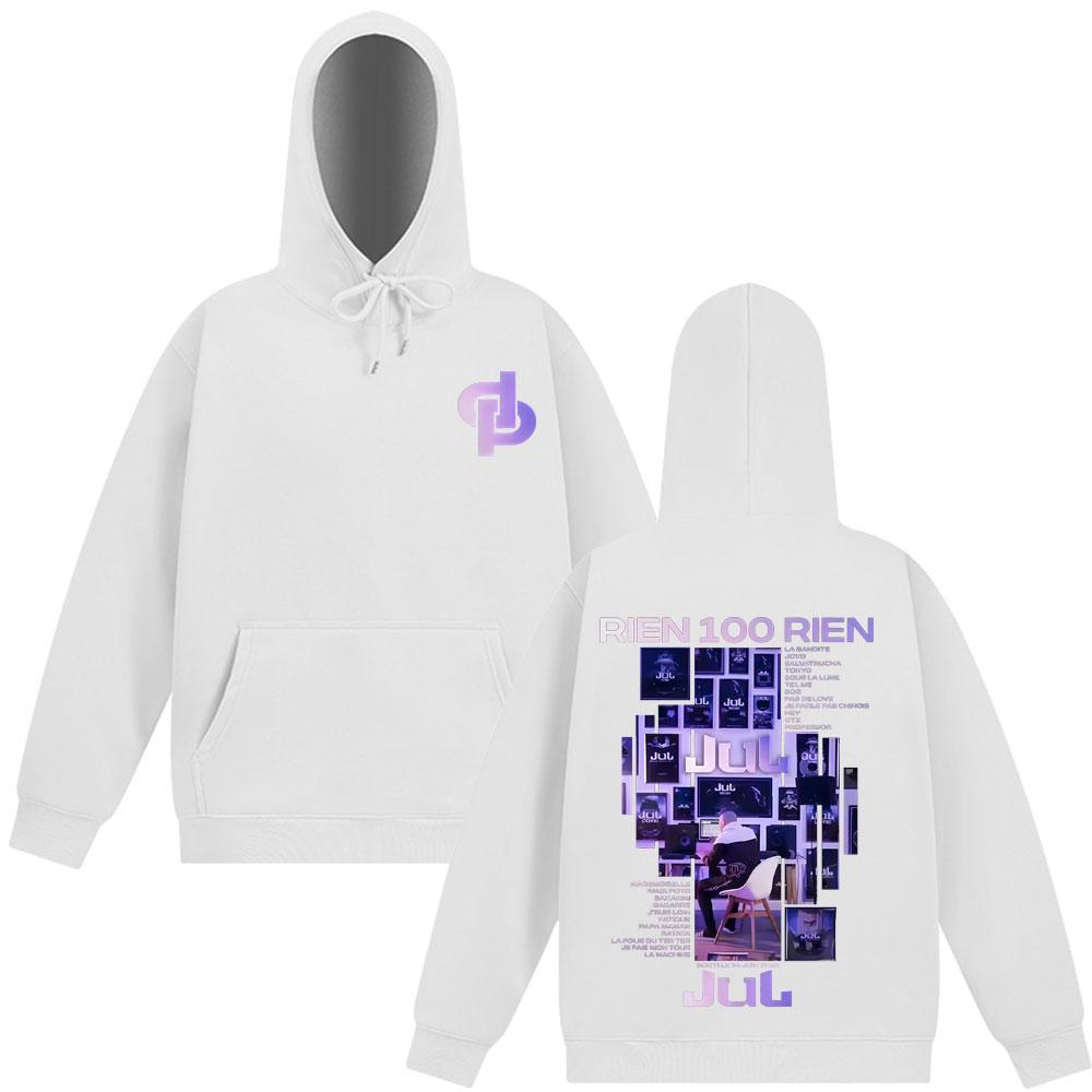 Rapper Jul Rien 100 Rien Album Tour 2025 Graphic Gothic Punk Hoodie Men's Women Fashion Pullover Hip Hop Winter Loose.tracksuit