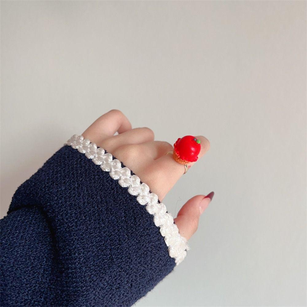 Cute Cream Chocolate Ring Cake Shape Fruit Cake Ring Lovely Strawberry Cake Ring Hand Ornament