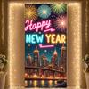 Happy New Year Banner Festive Party Backdrop Night Party Banner Urban Landscape Event Banner For Festive Gathering Outdoor