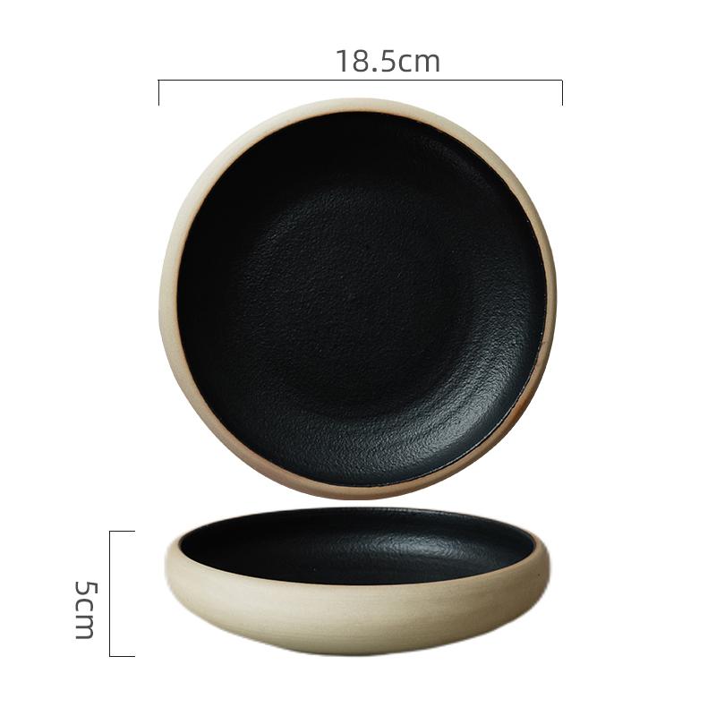 Round Ceramic Fruit Salad Plate Soup Basin 7 Inch Ramen Bowl Home Kitchen Retro Tableware Cooking Plate Snack Bread Dessert Bowl