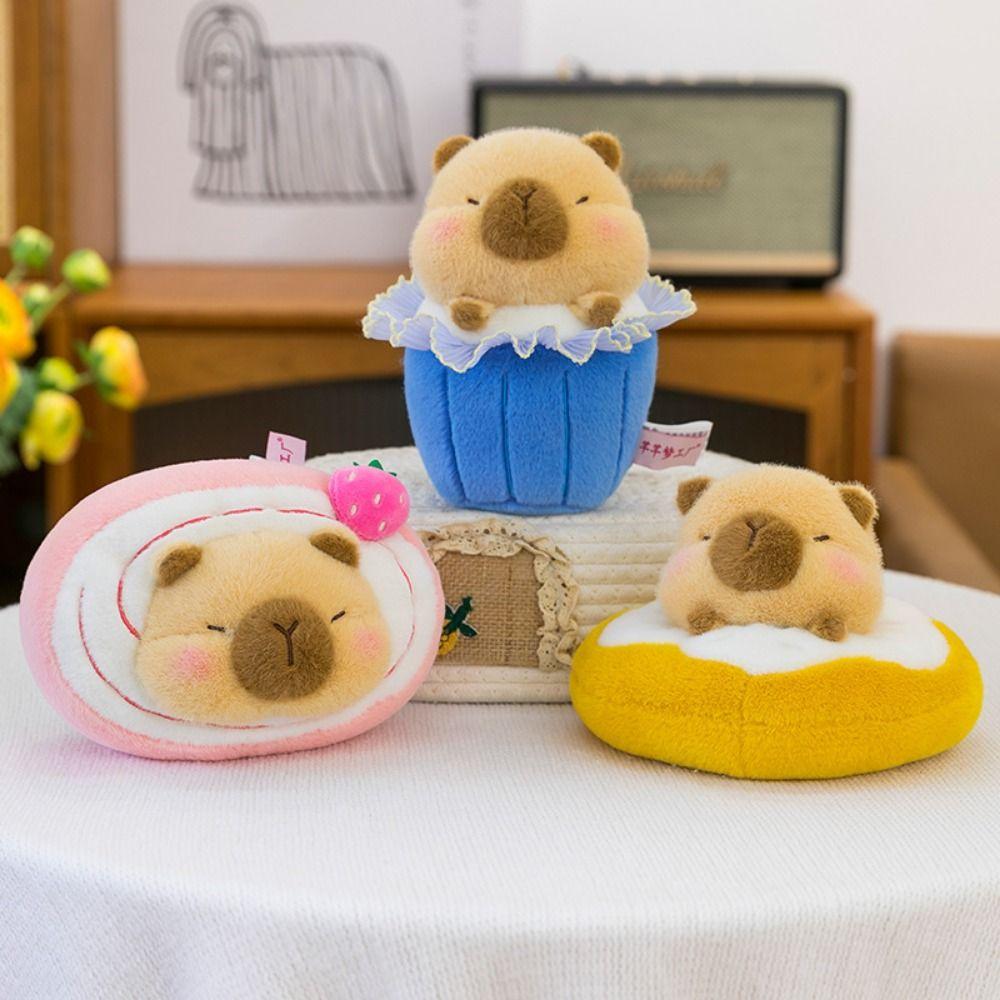 Mini Plush Capybara Plush Toy Fluffy Dessert Capybara Doll Dessert Capybara Plush Toy  Room Decor