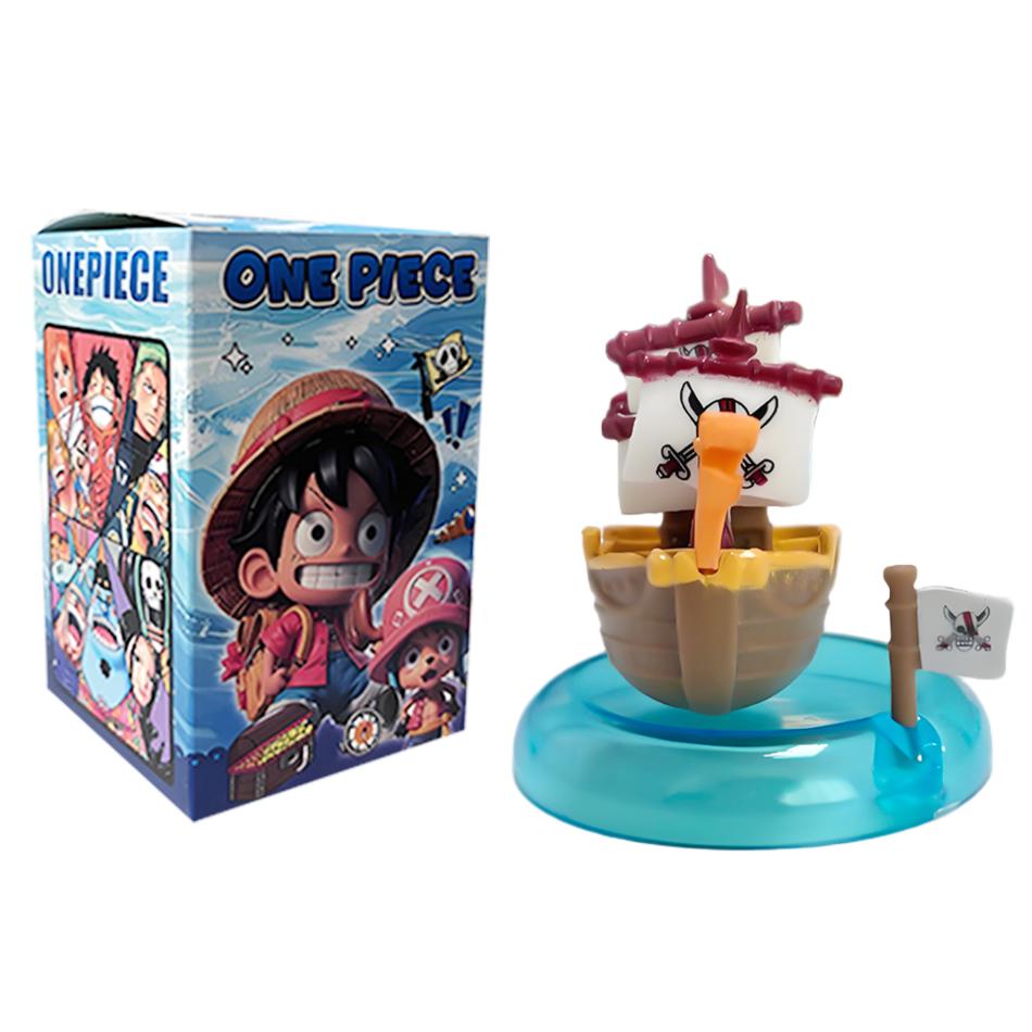 One Piece blind box 1-8pcs Anime Ship Figure Luffy Model Toy kawayi Mini Boat Pirate Ship Navy Going Merry Boat  Assembled Model