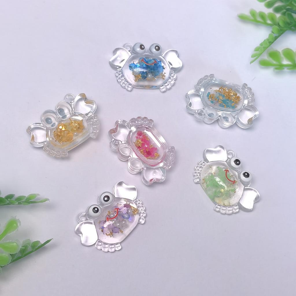 Cartoon Crab Resin Cabochons Flatback Kawaii Marine Life Decorative Pieces for Hair Bow Centerpiece Toddler Jewellery Slime DIY