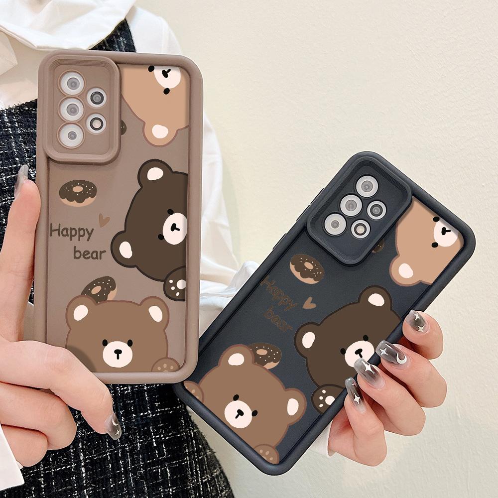 Cute Bear Soft Silicone Case For Samsung A54 5G A53 A55 A52 A34 A35 A51 A32 A25 A24 A23 A13 A14 A12 S23 Ultra S21 S20 FE Cover