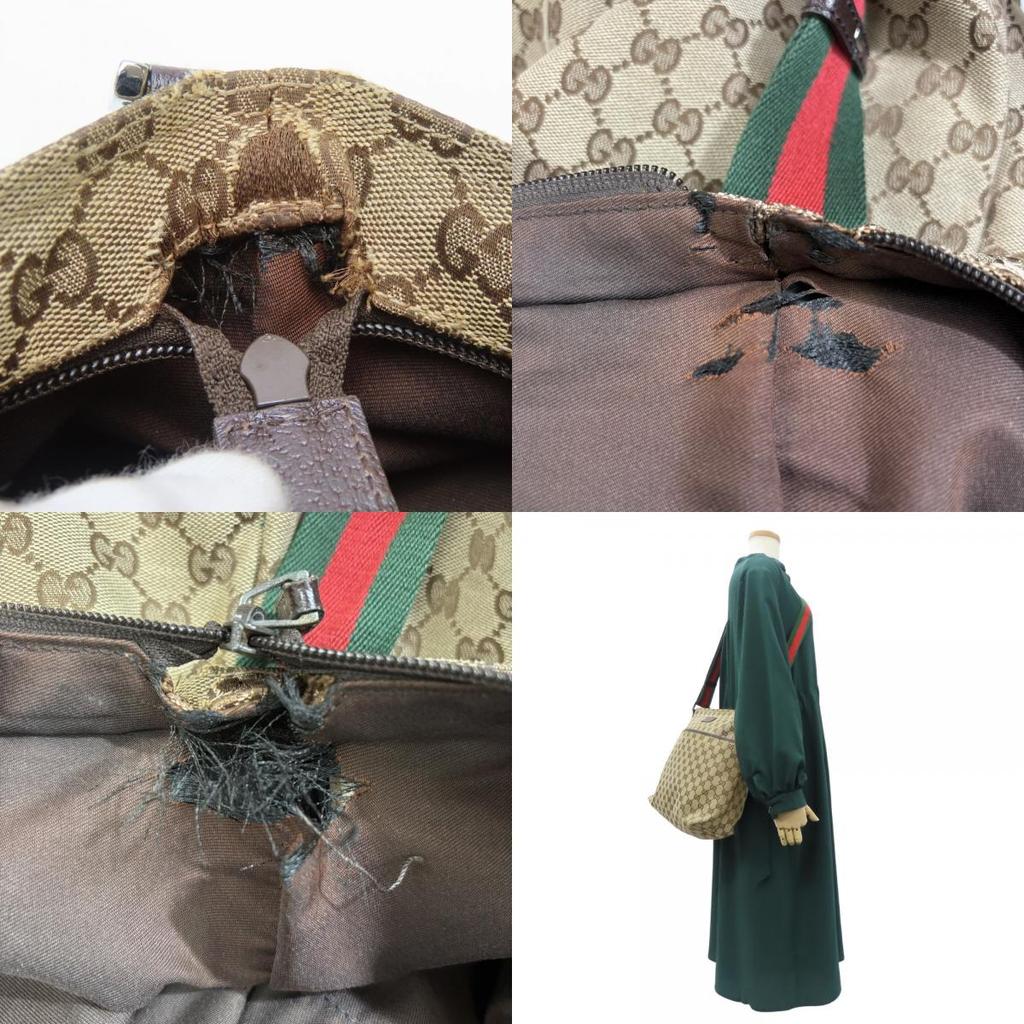 Used GUCCI Shoulder Bag 189751 Schlie Line GG Canvas Beige Casual