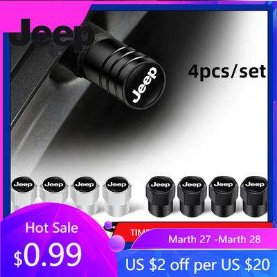 For Jeep 4Pcs Metal Car Wheel Tire Valves Caps Waterproof Dustproof Cover For Jeep Grand Cherokee Wrangler JK Gladiator Compa