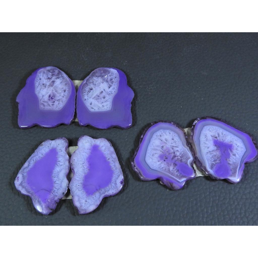 Dyed Slice Druzy Agate Matched Pair Cabochon Loose Gemstone 3Pair Lot 174Cts A-716