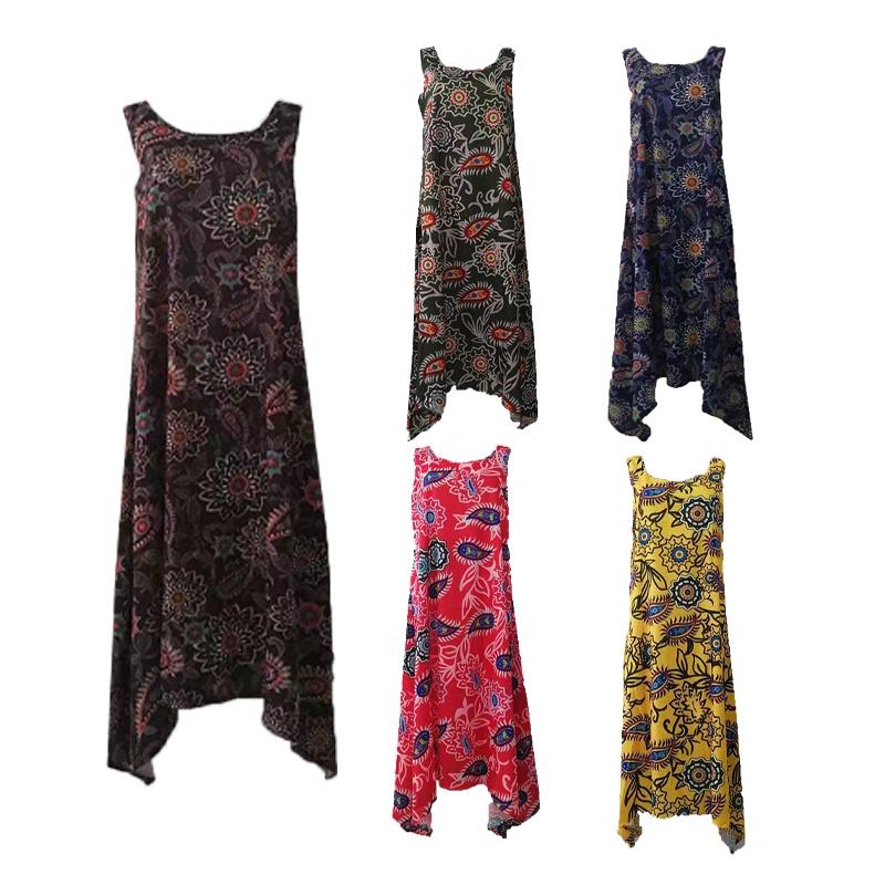 Elegant Womens Summer Sleeveless Holiday Long Boho Kaftan Tank Dress For Beach