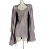 Sexy satin nightdress with chest pad women's spring and summer 1011 new ice silk thin suspender nightgown loungewear set