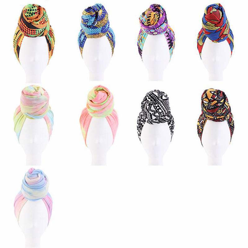 India Turban Women Printed Turban Big Flower Headwear Bandana Hijab Long Turban Hair Accessories