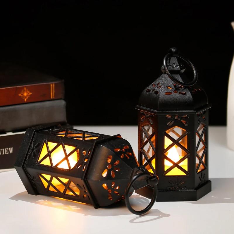 LED Mini Hexagonal Wind Light Simulation Electronic Candle Light Decorative Atmosphere Lamp Small Ornament for Home Party Decor