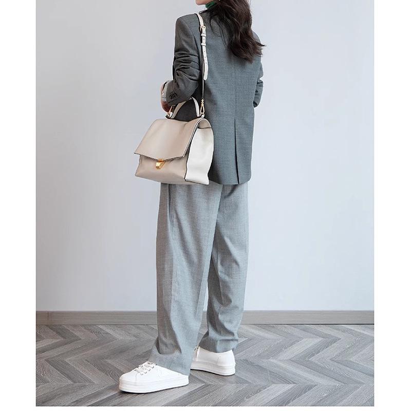 2025 Women's Casual Wool Double Pocket Silhouette Suit Jacket for Spring and Autumn