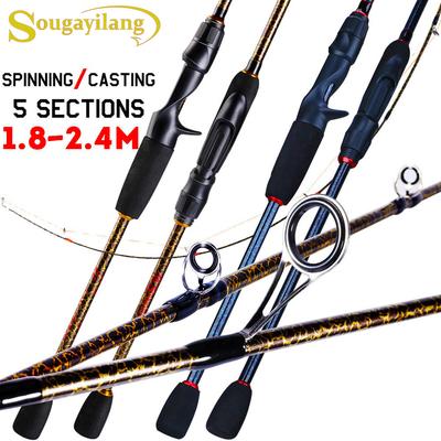 SOUGAYILANG Travel Fishing Rod 5 Sections Portable Spinning Casting Rod Freshwater Saltwater Fishing Pole