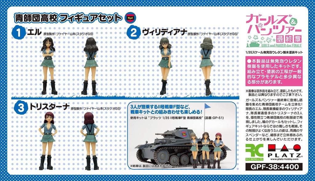 PLATZ Girls & Panzer Final Chapter 135 Blue Division High School Figure Set Unpainted Non-foam Urethane Kit GPF-38
