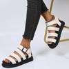 Large size platform sandals women's style one-word belt buckle sandals