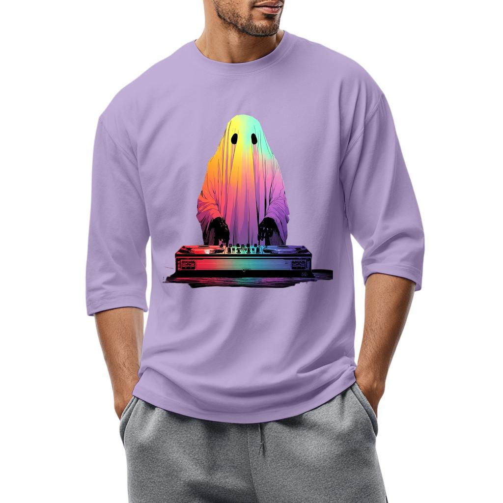 Men'S Round Neck Three-Quarters Sleeve Top Casual Fashion T-Shirt