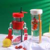 800ml Large Capacity Water Bottles with Strap Dry Wet Separation Fruit Lemon Filter Plastic Drinking Bottle with Straw Outdoor Sports Water Cup