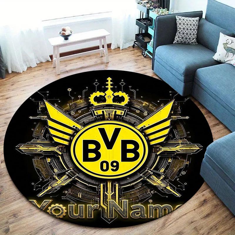 Borussia Custom Name Round Area Rug,Carpet Rug for Living Room Bedroom Sofa Playroom Decor,Non-slip Floor Mat