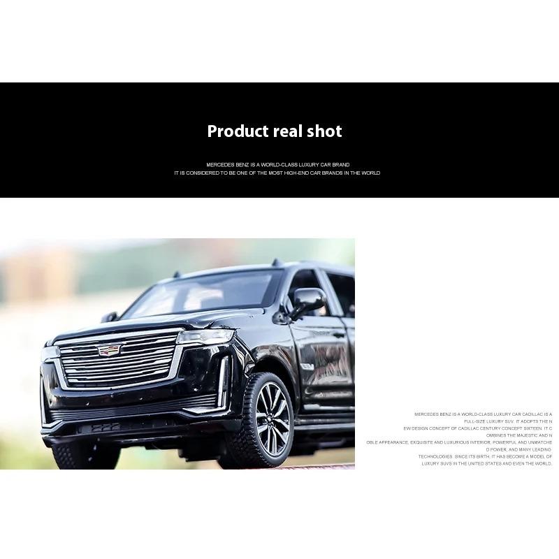 1/32 Scale Cadillac Escalade Off-road Vehicle Simulation Diecast Metal Alloy Model Car Sound Light Pull Back Collection Toy Gifts