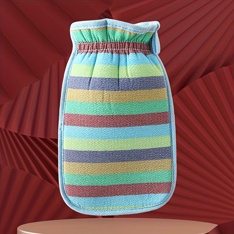 Hot-Selling Double-sided Exfoliating Bath Towel, Shower Scrub Glove and Backscrubber with Rainbow Stripes синий