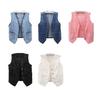 Vestă Dama Denim cu Buzunare Fără Mâneci cu Nasturi Largă Culoare Solidă Cardigan Gât în V