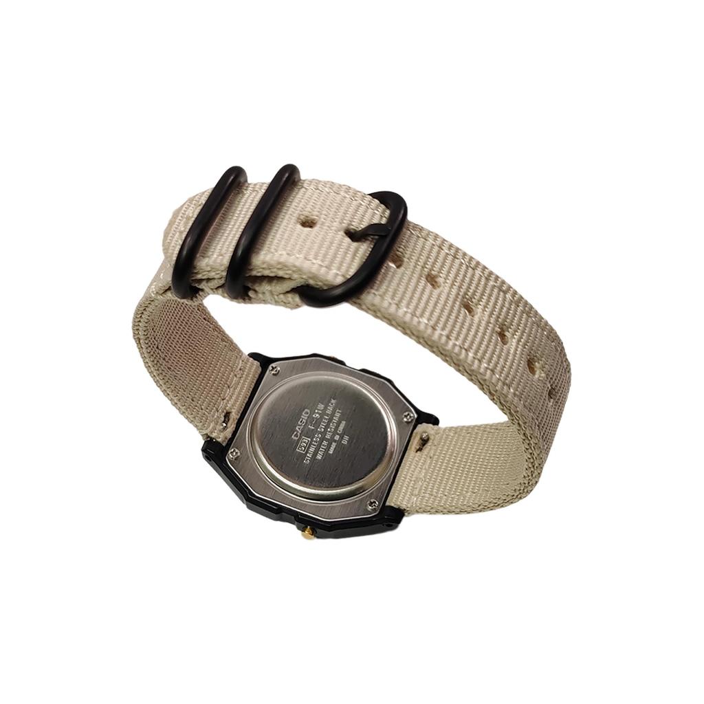 CASIO Custom Collection Quartz Movement Nylon Strap Watch Men's Watches Black Dial F-91WG-9(Watch5--)