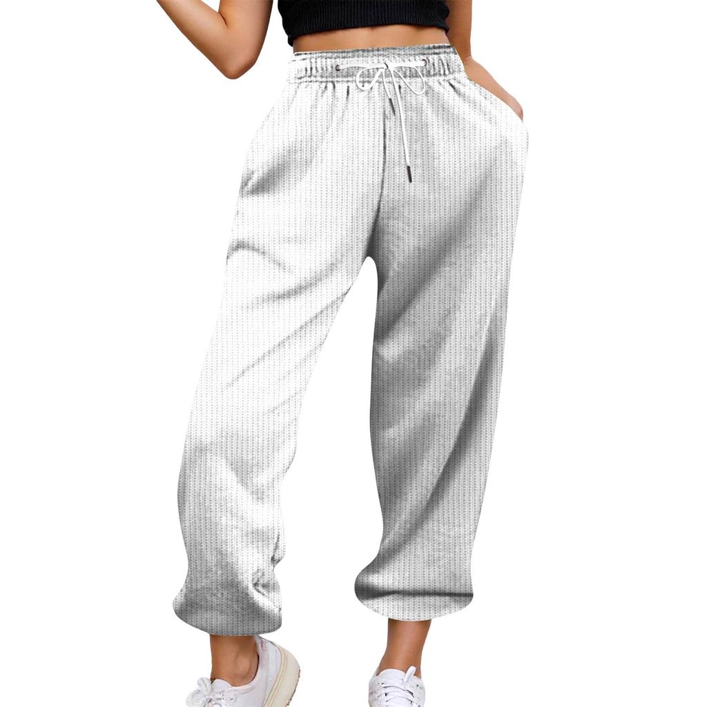 Women's Casual Pants High-waisted Belted Jogging Pants With Pockets