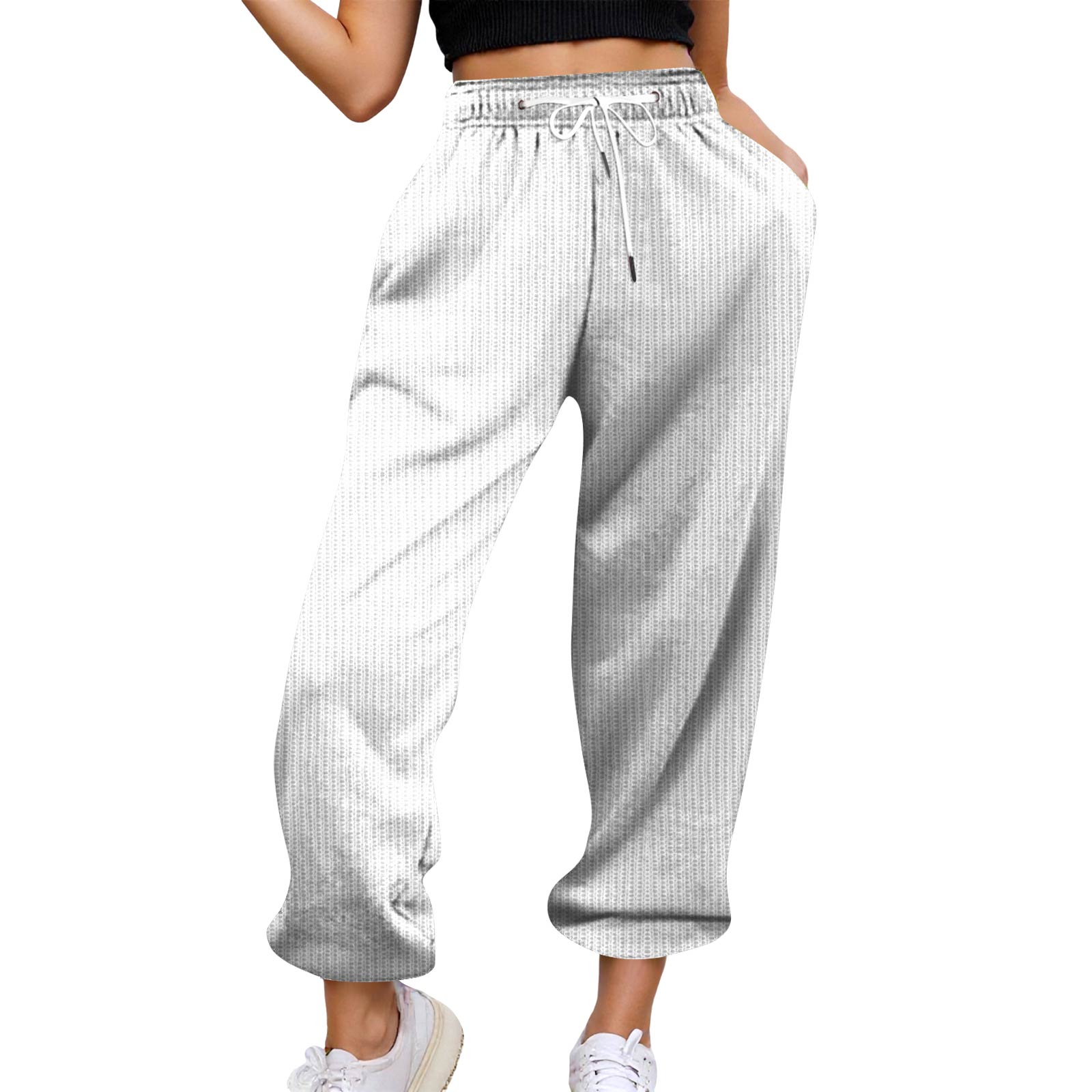 

Женские повседневные брюки с высокой талией, поясом, спортивными брюками и карманами M