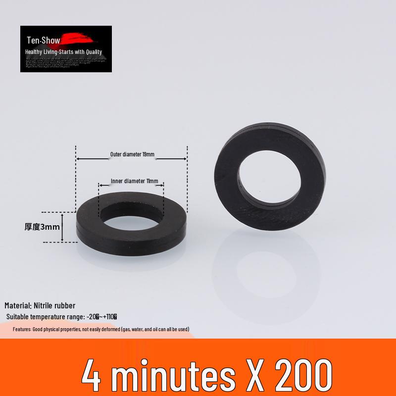 4-6 Minute Silicone Waterproof Gasket Seal for Water Heaters & Showers - Black Nitrile Rubber, Thickened Flat Washer