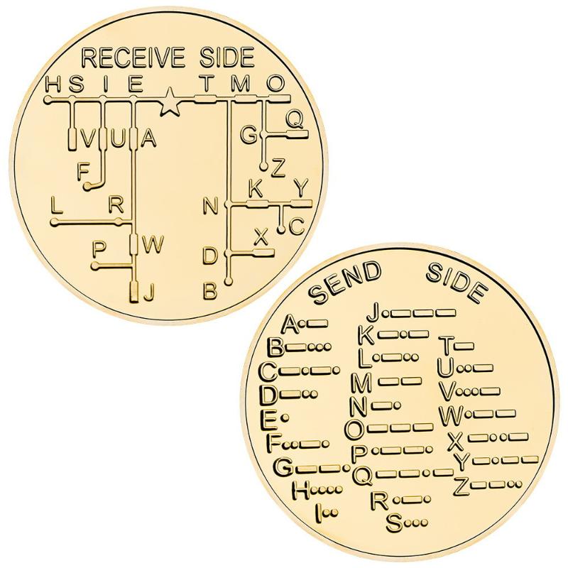 1Pz Strumenti di Apprendimento del Codice Morse Per Appassionati di Radio Principianti e Appassionati di Storia Moneta Commemorativa di Allenamento del Codice Morse Distintivo Commemorativo