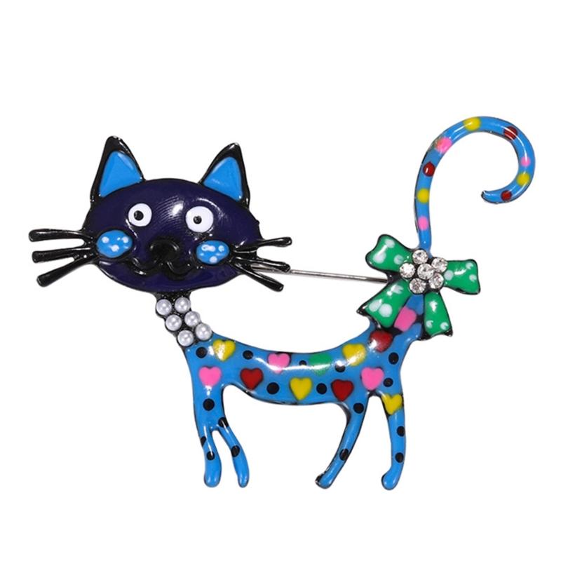 Animal Lapel Brooch Pin, Playful Cats Design with Enamel-Look Finish, Neck Detail, Single Outfit Accent Piece