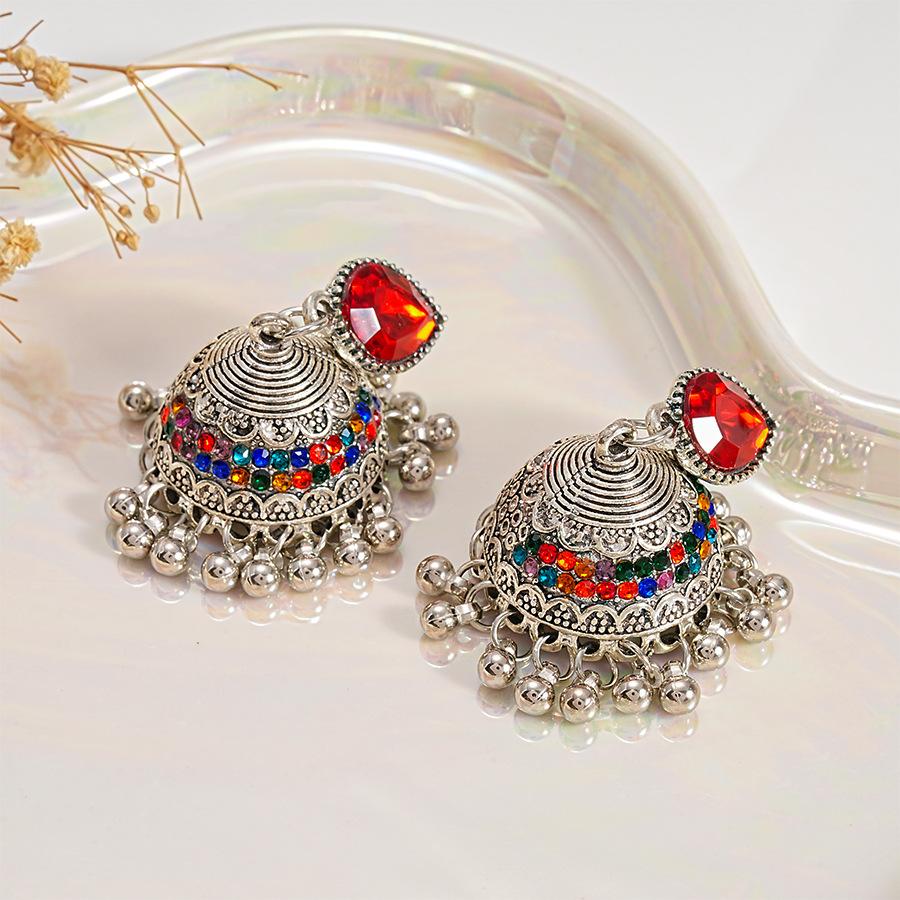 

Digadagu Metal Bell Rhinestone Round Dangle Earrings New Women s Vintage Boho Design Zircon Accessories разноцветный