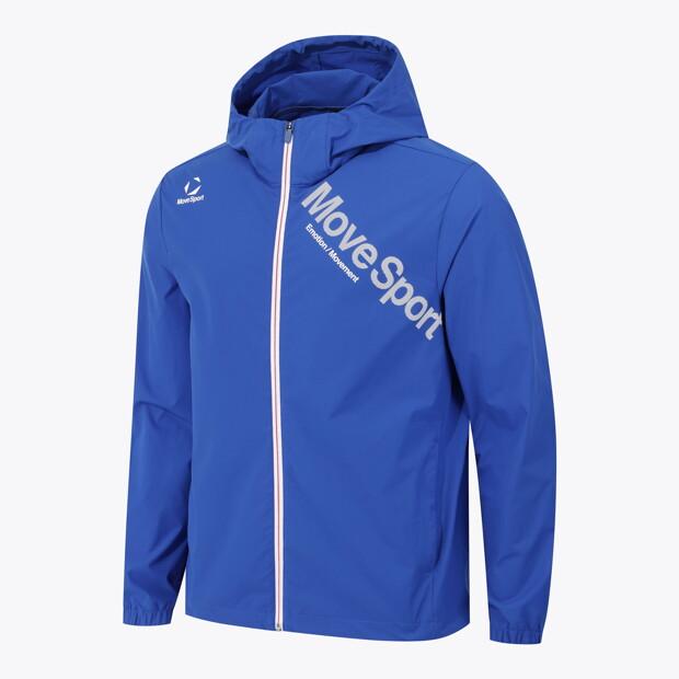 MUBEUSEUPOCHEUBAIDESANGTEU Wording Graphic Woven Hooded Windbreaker Jacket Blue Vs123Ewb11