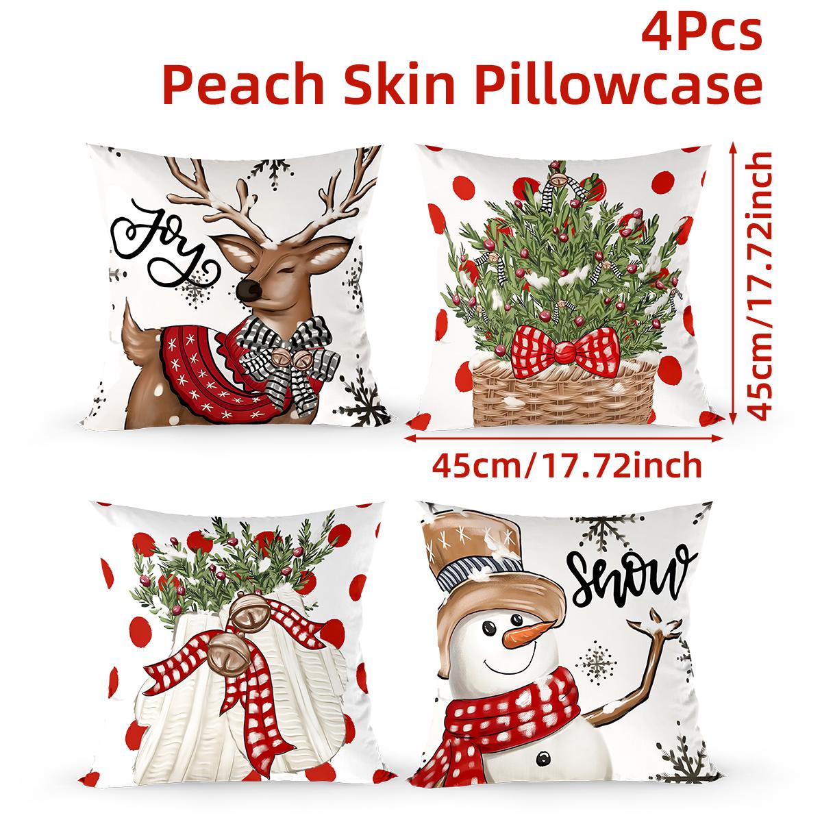 

Рождественская наволочка «Снеговик» Веселого Рождества Декор для дома 2025 Навидад Рождественское украшение Санта-Клаус Наволочка Новогодний 2026