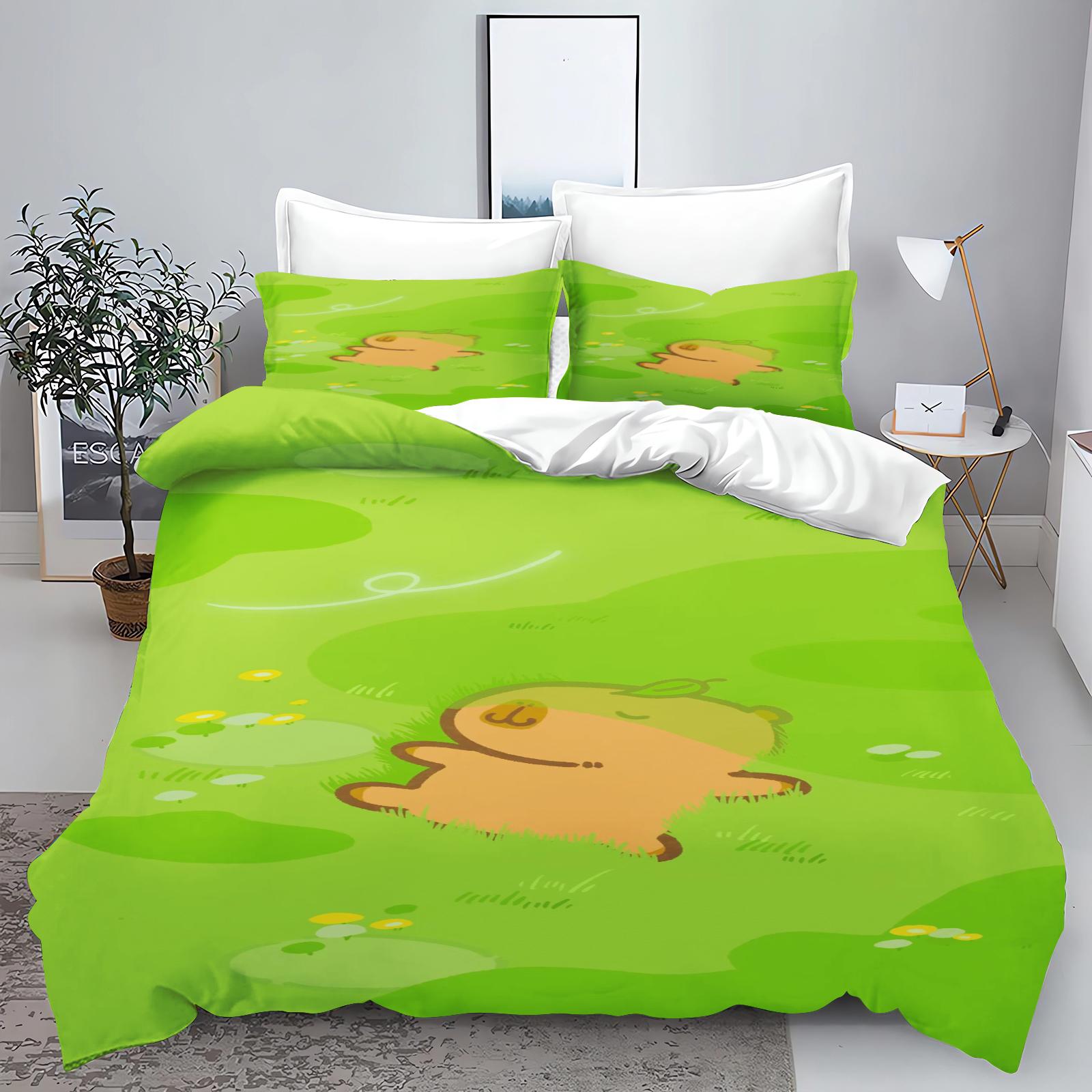 

Новый комплект постельного белья с 3D-принтом в виде животных Kawaii Capybara для мальчиков и девочек Twin Queen Size, пододеяльник, наволочка, детская кровать, домашний текстиль для взрослых EU Twin 135x200cm