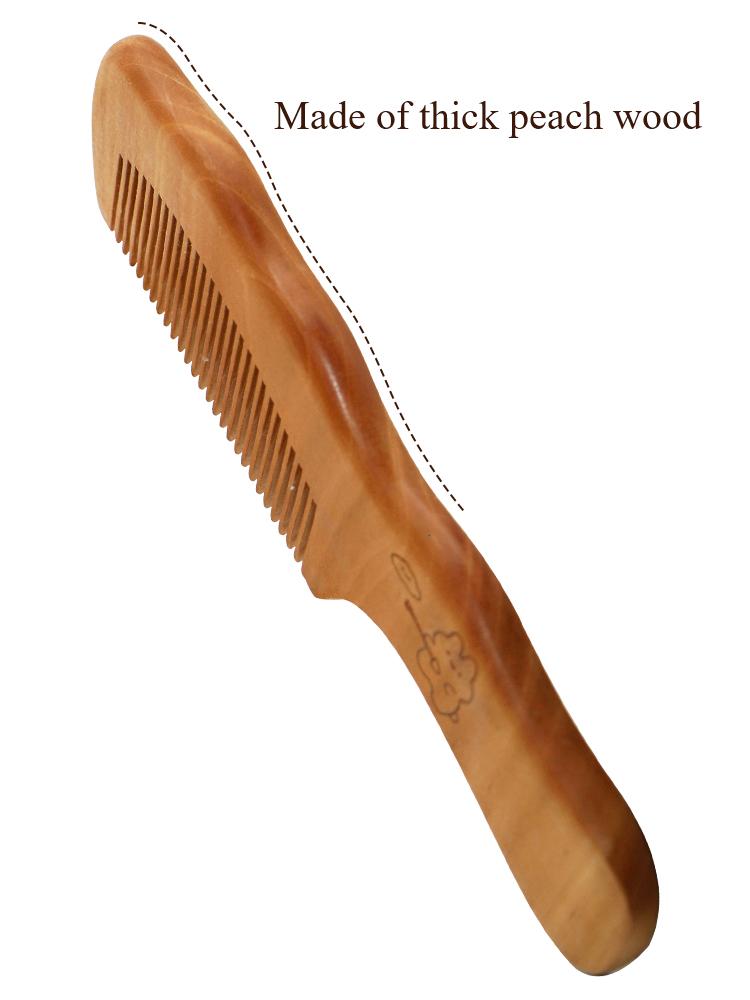 Natural Peach Wood Comb Anti-static Wide Tooth Hair Combs Head Massage Hair Care Comb Detangling Portable