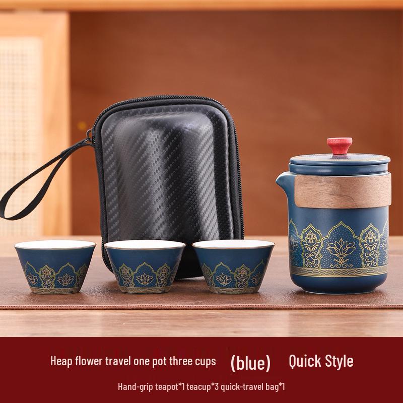 Portable Outdoor Kung Fu Tea Set - Engraved Logo for Business Gifts