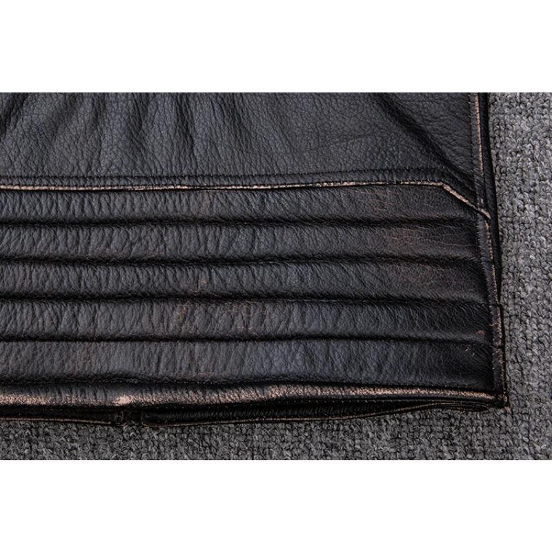 Kurtka motocyklowa Vintage w rozmiarze chińskim Czaszka 100% skóra bydlęca Slim Fit męska skórzana kurtka Zniszczona kurtka motocyklowa zimowa M203